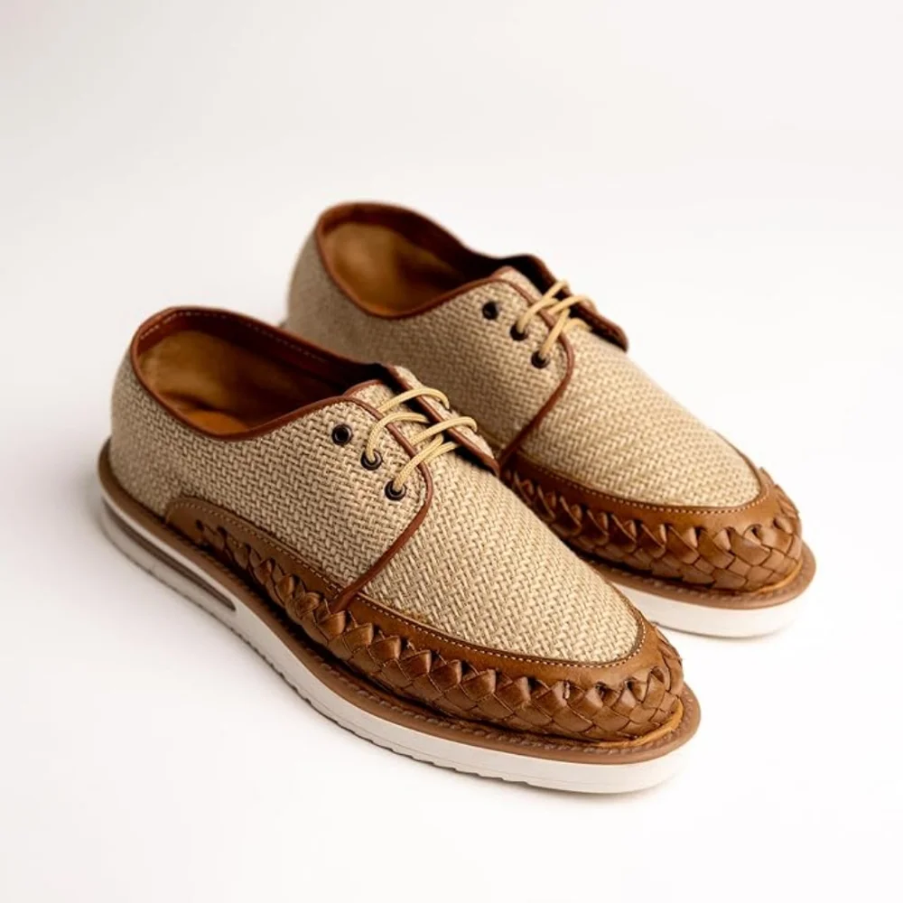 NWB Mexico en la Piel Handmade Leather and Jute Huarache Shoes Men‎ Size 8